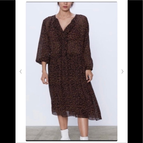NWOT | ZARA LEOPARD PRINT MIDI DRESS | SIZE: XL - Picture 3 of 6